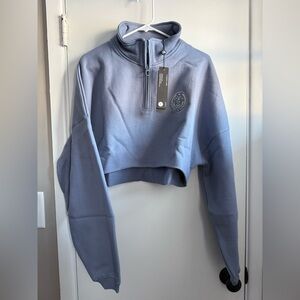YoungLA Periwinkle Cropped Quarter Zip, Size Large